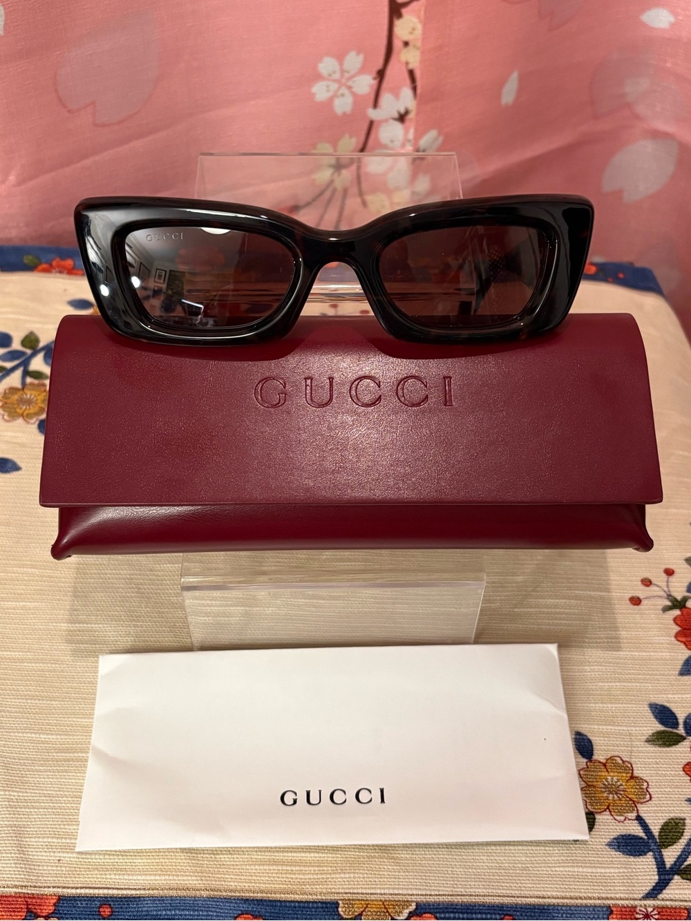 Gucci GG1827S Tortoiseshell Cat-eye Sunglasses Brown Gold NEW Authentic